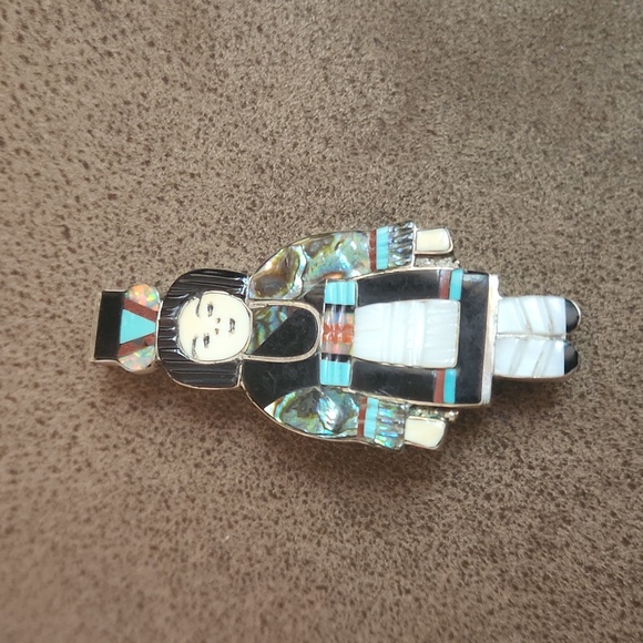 Stunning Native American Zuni Vintage Madeline Beyuka Gemstone Pin/Pendant 💙♥️ - Picture 8 of 11